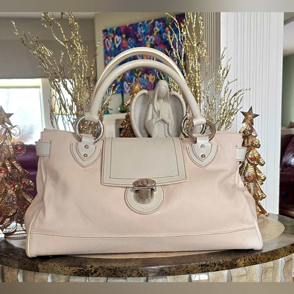🇺🇲 Vintage RARE Marc Jacobs Guinevere XL Calf Leather Satchel Made In Italy